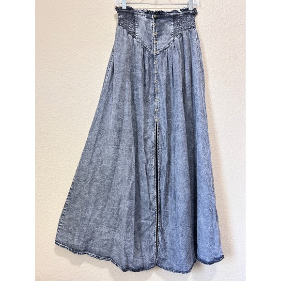 Promesa Dresses & Skirts - Promesa Small Maxi Skirt Gray Boho Smocked Basque Western Renaissance Pirate